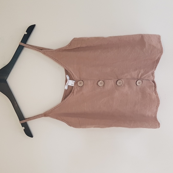 Revamped Tops - Revamped linen blend wooden button camisole